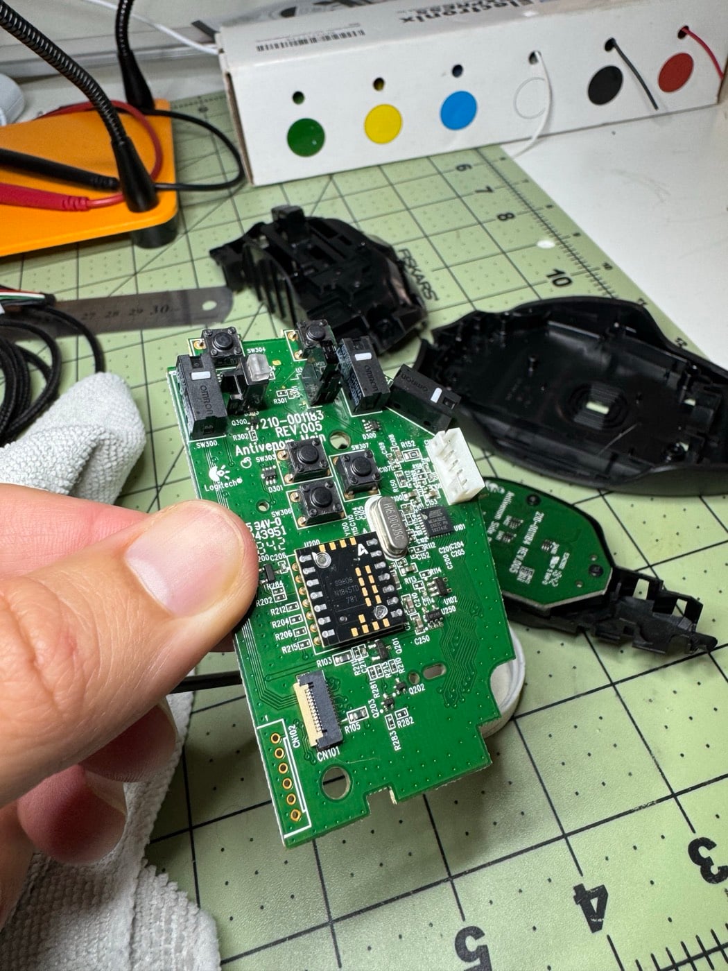 Main PCB removed from the mouse
